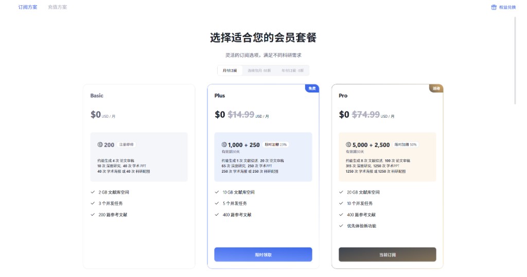 订阅充值